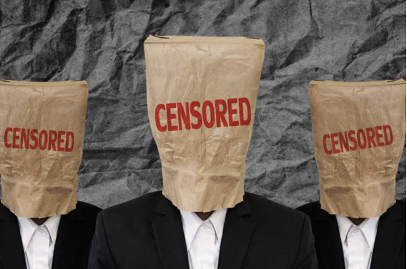 Censored stamp on paper