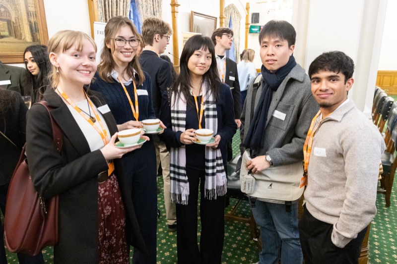 Students at the Free Speech Union's Ian Mactaggart Programme reception in the House of Commons