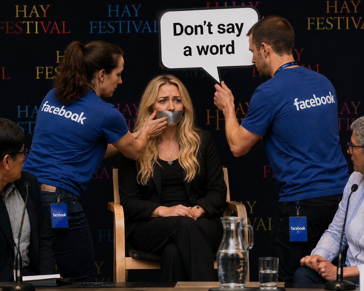 Sarah Wynn-Williams on stage at the Hay Festival