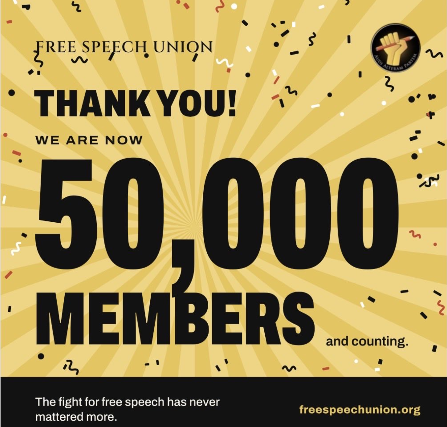 Free Speech Union reaches 50,000 members