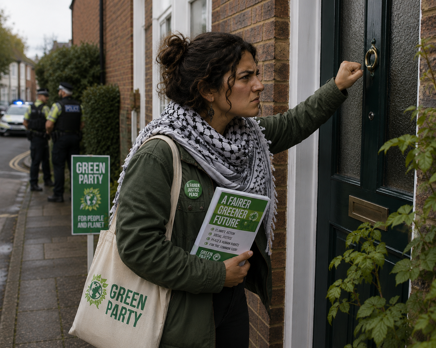A Green Party activist canvassing door-to-door