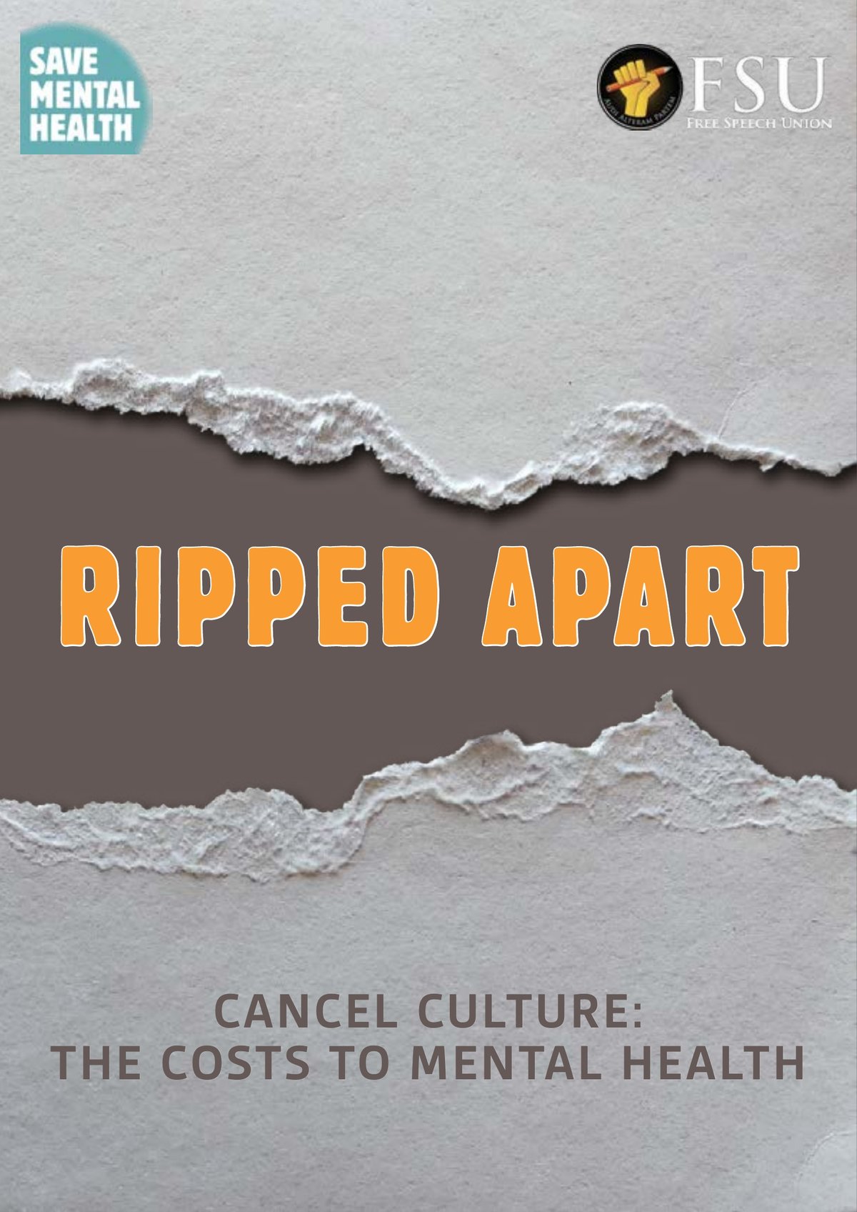 The cover of Ripped Apart: torn grey paper revealing the report’s title in orange